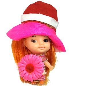 2" Vintage Tiny But Mighty Kiddle Miniature Doll w/Big Flower T & S